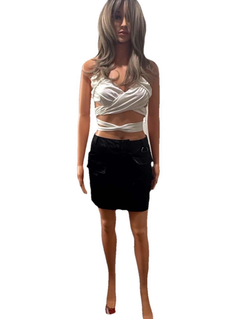 Hera Collection Black Mini Skirt Size L Cargo Y2K Low Rise